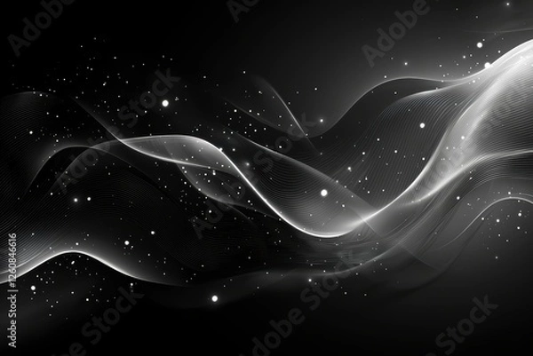 Fototapeta Monochrome black and white background presentation abstract design digital art high fidelity creative concept