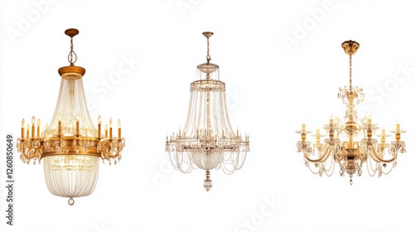 Fototapeta Set of four chandeliers isolated on white background