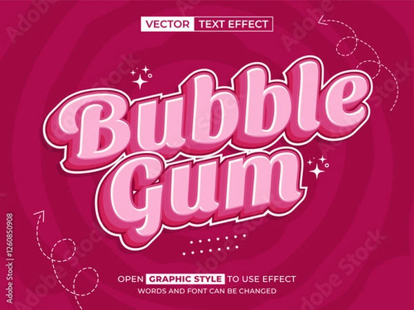Obraz bubblegum editable text, font effect, 3d text for title