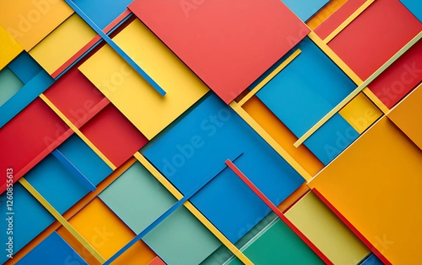 Obraz Abstract Overlapping Colorful Squares with Dynamic Lines

