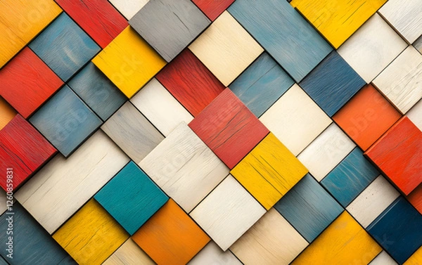 Obraz Colorful Wooden Blocks Arranged in a Diagonal Pattern

