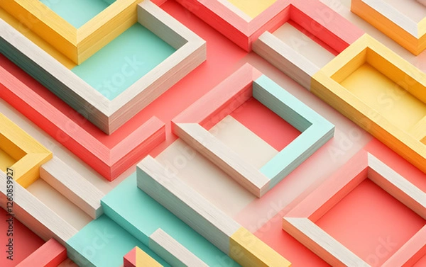 Fototapeta 3D Abstract Geometric Pattern with Soft Pastel Colors

