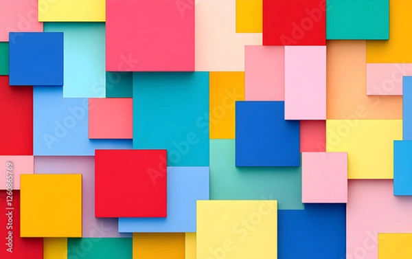 Fototapeta Colorful Overlapping Paper Squares in a Modern Abstract Design


