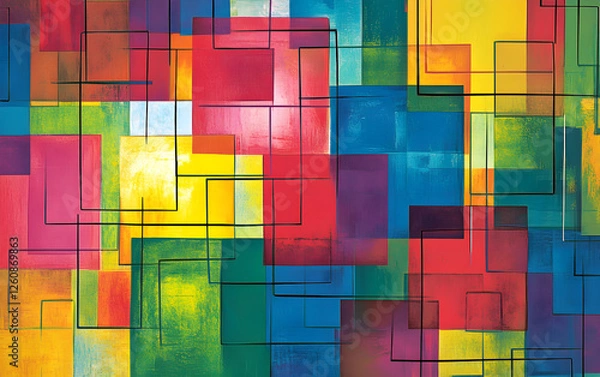 Obraz Abstract Colorful Geometric Background with Overlapping Lines


