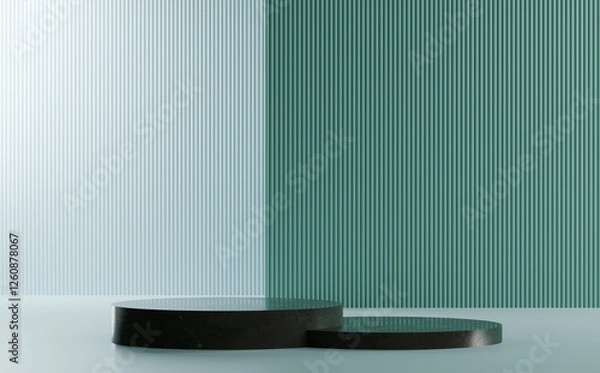Obraz Modern geometric shapes on a contrasting background in a minimalist setting showcasing design elements. 3d render