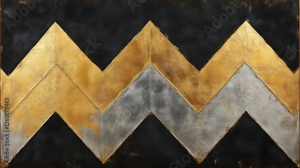 Obraz Abstract Gold Silver Black Zigzag Pattern Artwork