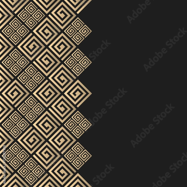 Fototapeta Vector geometric background greek style. Meander vector border for design. Light golden vector frame.