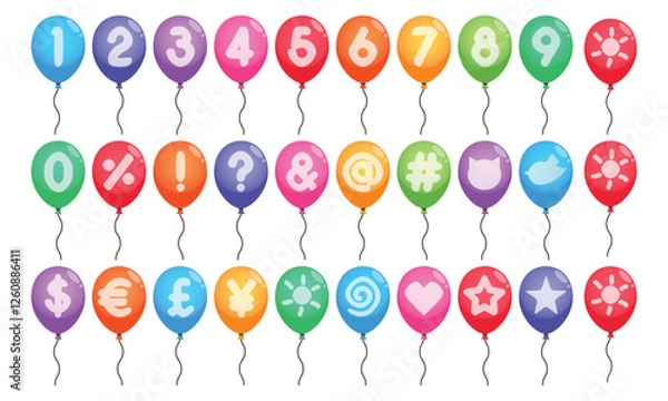 Obraz Numbers In Colorful balloon Vector Illustration