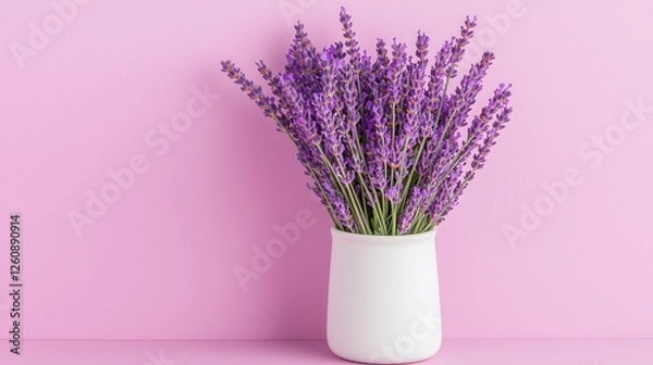 Fototapeta Lavender bouquet arrangement indoor studio floral minimalist design close-up tranquility