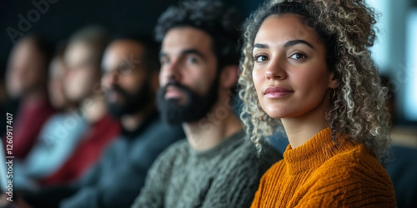 Fototapeta Diverse group of adults attentively participating in a workshop or seminar. The image emphasizes diversity, education, and collaboration