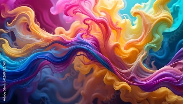 Obraz abstract background swirling liquid smoke weaving, colorful waves vibrant style in rainbow colors