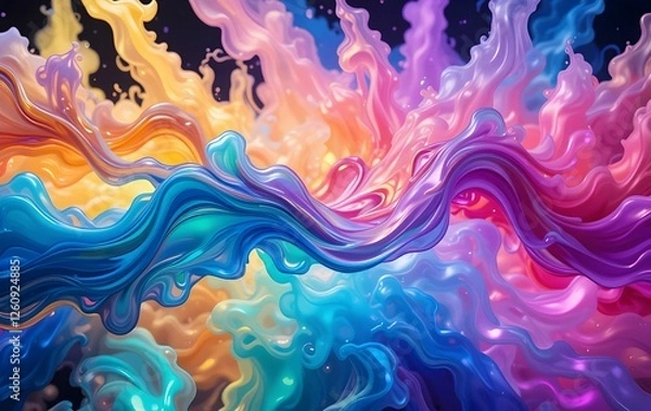 Obraz abstract colorful background dynamic swirling waves of liquid glass and glowing vapor, bright rainbow colors