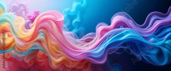 Obraz abstract background swirling liquid smoke weaving, colorful waves vibrant style in rainbow colors wide