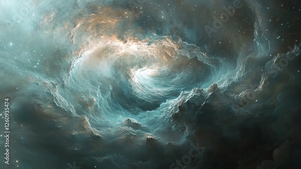 Fototapeta Stunning cosmic swirl of clouds and stars in deep space at night