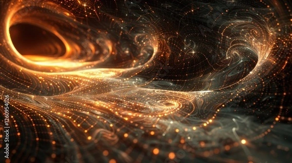 Fototapeta Abstract Technology Background with Glowing Waves and Particles in Vibrant Colors Representing Motion and Innovation in Digital Space