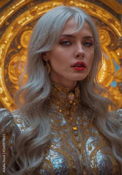 Obraz Regal Fantasy Portrait of Silver-Haired Woman – Royalty Inspired Character Art