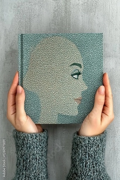 Obraz Person holding an artistic book featuring a unique design.