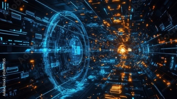 Obraz A financial station where spacecraft shuttle encrypted transactions