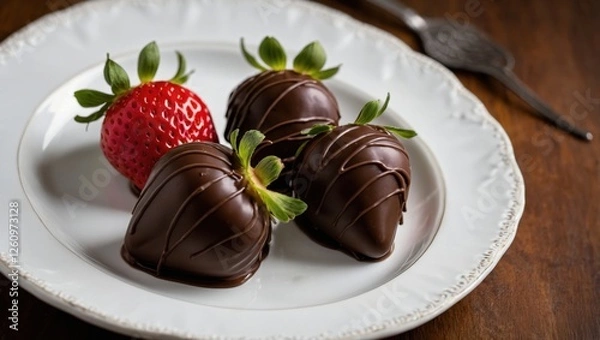 Obraz Chocolate covered strawberries on a plate