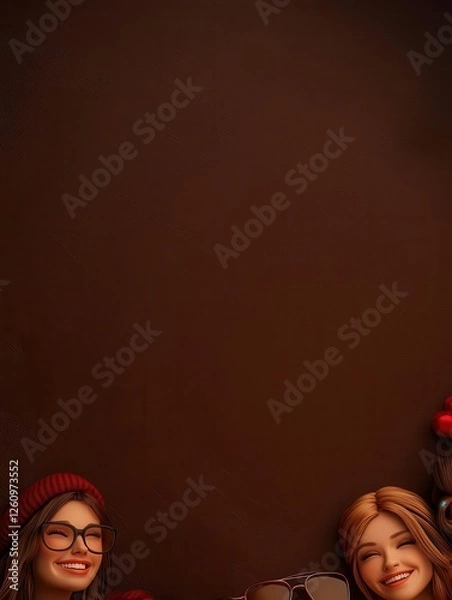 Obraz Two smiling women enjoying a cozy moment with festive decor.
