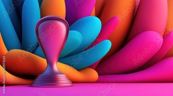 Obraz Vibrant trophy against a colorful abstract background.