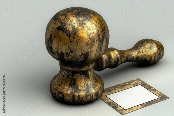 Obraz Vintage golden stamp and blank paper for official documents.