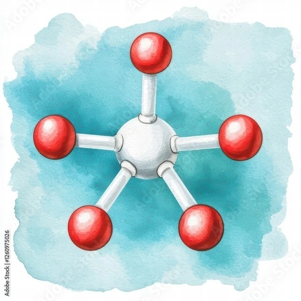 Fototapeta A colorful illustration of a molecule with a central atom and surrounding atoms, representing chemical structures and molecular science.