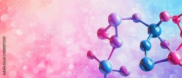 Fototapeta A vibrant molecular structure against a colorful background, illustrating the beauty of chemistry and scientific exploration.