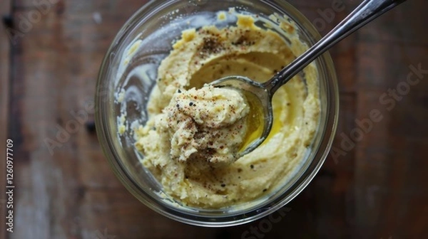 Fototapeta Savory hummus with a blend of paprika and cumin for a warm, earthy flavor