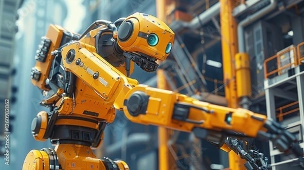 Fototapeta Advanced Robotic Arm in Industrial Setting Showcasing Cutting-Edge Technology and Innovative Design for Automation and Manufacturing Solutions