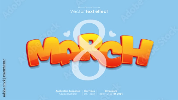 Fototapeta 8 march editable vector text effect