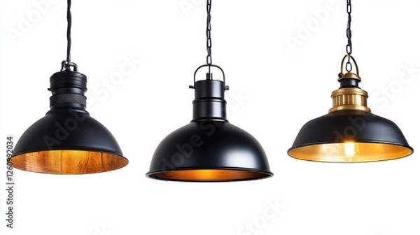 Fototapeta Contemporary Hanging Light Fixtures in Varied Designs and Colors for Modern Interior Spaces