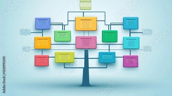 Fototapeta Colorful tree chart, growth, strategy, planning, background