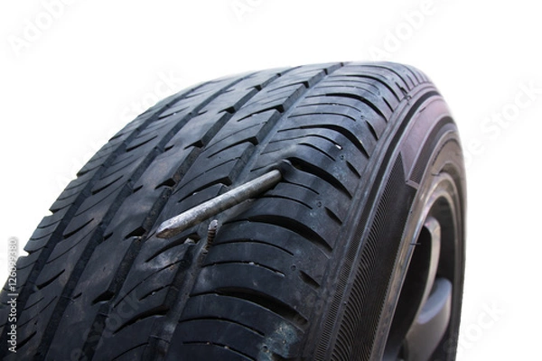 Obraz Screw Puncturing Tire, flat tire 