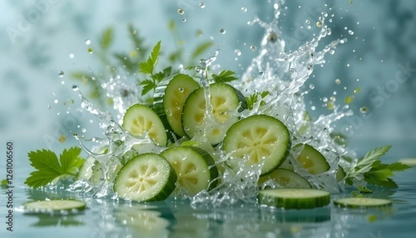 Obraz cucumber splashing in water
