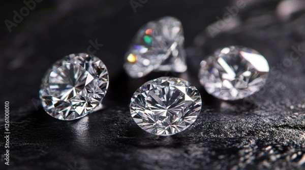 Fototapeta Sparkling diamonds on dark stone background