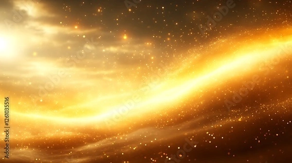 Fototapeta Golden Celestial Swirl with Sparkling Dust