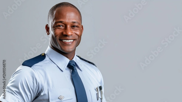Obraz Professional Smiling Male Supervisor in Uniform with Transparent Background