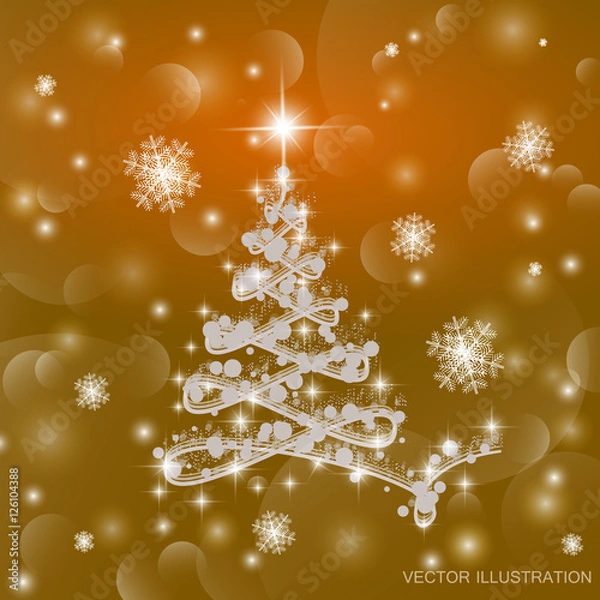 Fototapeta Christmas tree vector illustration.