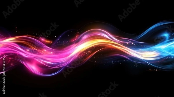 Fototapeta Abstract glowing wave energy flow, dark background, website header