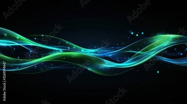 Fototapeta Abstract glowing waves, dark background, energy, design