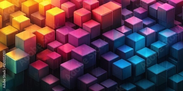 Fototapeta Optical Depth: Colorful Geometric Tessellation with Moving Vibrancy
