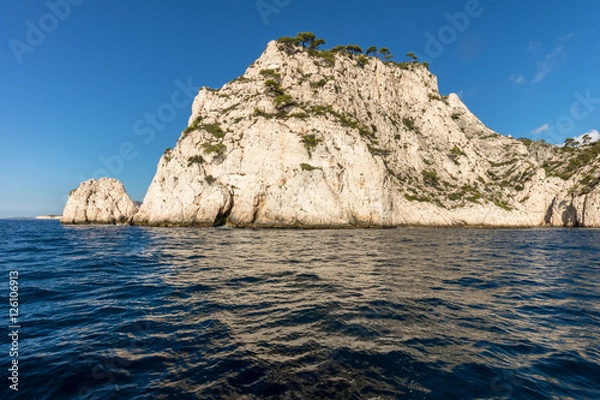 Fototapeta Vue from the sea on Calanques de Cassis, Calanques de Marseille, Provence, France