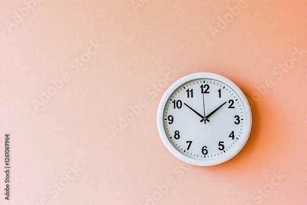 Fototapeta Minimalistic clock on pastel background, showcasing simplicity a