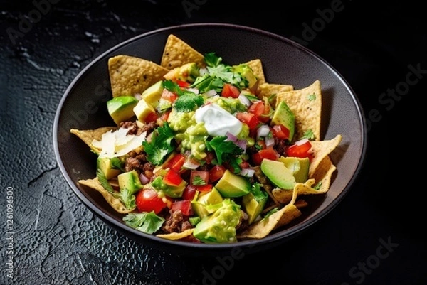 Fototapeta Vibrant Avocado Tomato Salad Tacos with Crunchy Tortillas