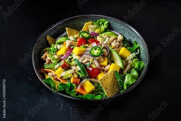 Fototapeta Fresh Mango Chunks Bring Tropical Flavors to This Colorful Salad