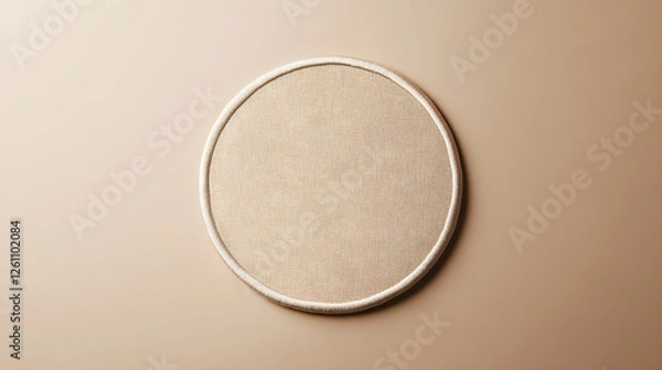 Obraz Plain monochromatic circular patch mockup placed on a flat neutral background for versatile embroidery options