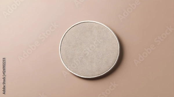 Obraz Plain monochromatic circular patch mockup placed on a flat neutral background for versatile embroidery options