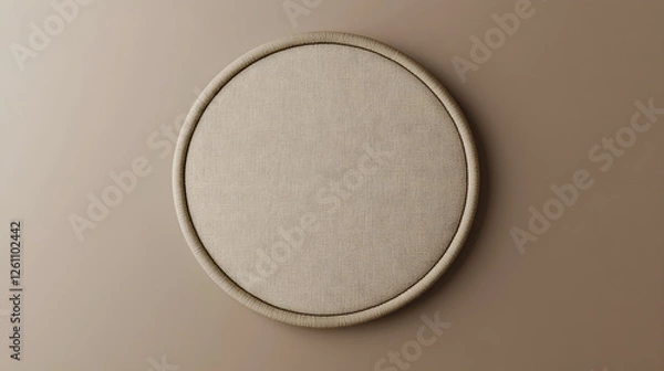 Fototapeta Plain monochromatic circular patch mockup placed on a flat neutral background for versatile embroidery options