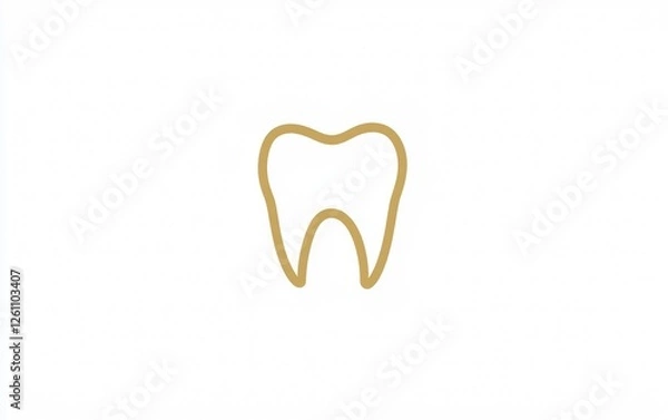 Fototapeta Elegant dental logo design featuring a stylized golden tooth on a clean white background